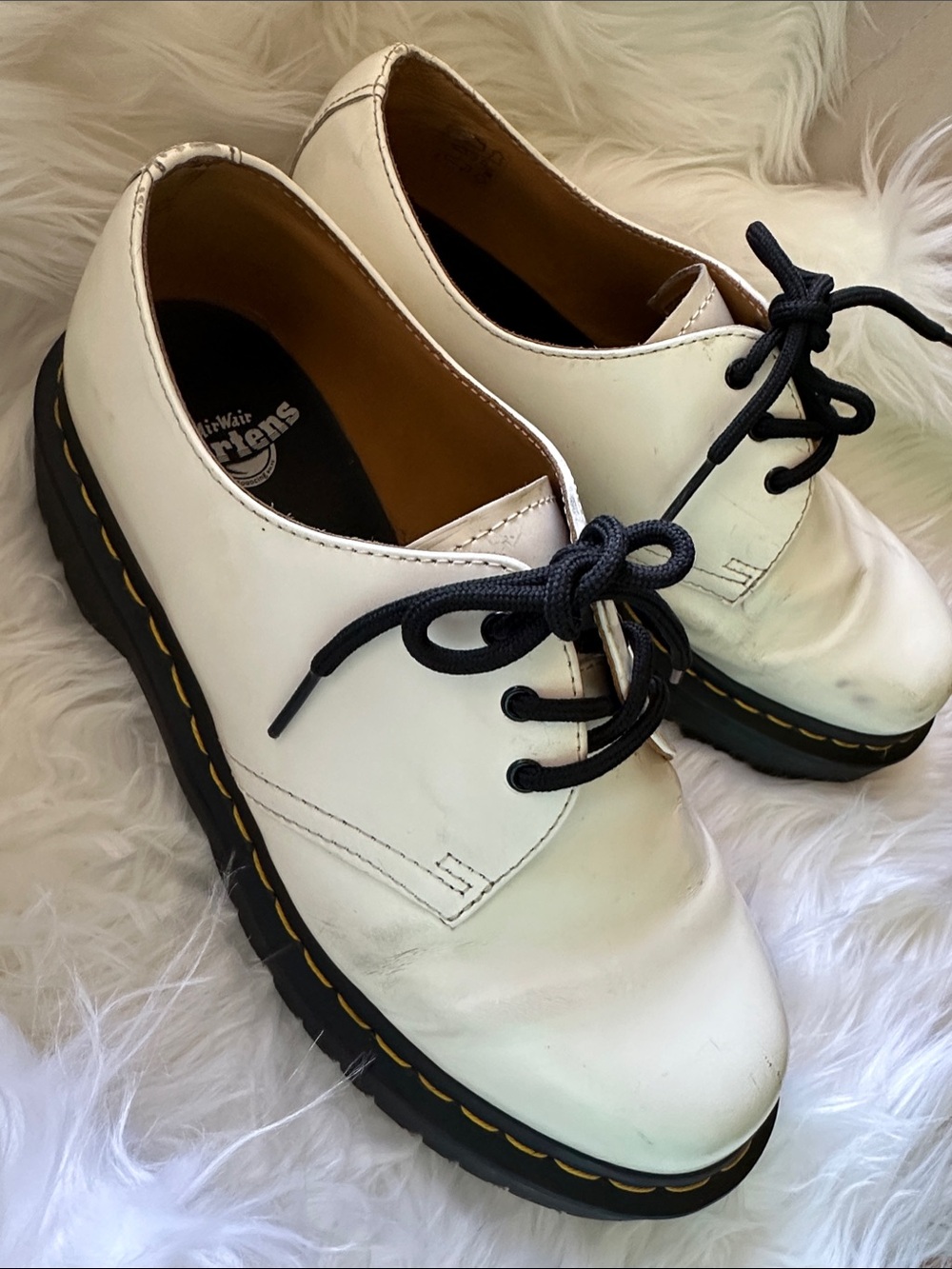 Dr. Martens Women's White Lace-Up Oxford Boots with Black Laces